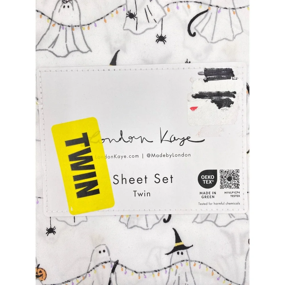London Kaye Ghost Sheet Set Twin White Halloween Microfiber Halloween Witch